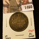 1460 . 1946 Canada 50 Cents, AU toned, value $40