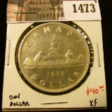 1473 . 1935 Canada Silver Dollar, XF, value $40+
