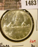 1483 . 1960 Canada Silver Dollar, BU, value $30+
