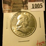1005 . 1951-D Franklin Half Dollar, BU, value $45