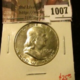 1007 . 1952 Franklin Half Dollar, BU, value $25