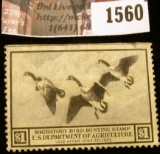 1560 . 1936 Federal Migratory Waterfowl $1 Stamp, creased, not sign