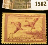 1562 . 1938 Federal Migratory Waterfowl $1 Stamp, signed. RW # 5.
