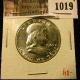 1019 . 1961 Franklin Half Dollar, BU MS64+, value $18