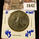 1642 . 1917-S Reverse Mint Mark Walking Liberty Half Dollar
