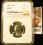 1653 . 1959 Washington Quarter Graded Proof 67 By NGC