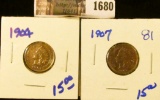 1680 . 1904 and 1907 Indian Head Cents