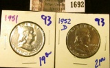 1692 . 1951 P and 1952-D Franklin Half Dollars