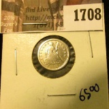 1708 . 1853 Seated Half Dime With Arrows.  This Coin Has Full Rims