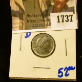 1737 . 1908-D Barber Dime With Full Rims With Cartwheels Visible an