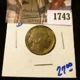 1743 . 1913-D Type 1 Buffalo Nickel Will Full Horn and Rotated Reve