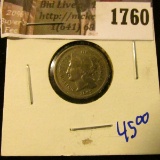 1760 . 1865 Three Cent Nickel
