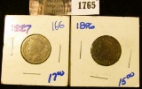 1765 . Better Dates 1887 and 1896 V Nickels