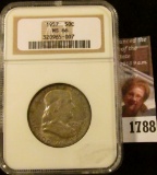 1788 . 1957 Franklin Half Dollar Graded Ms 66 By NGC.  This Coin Se