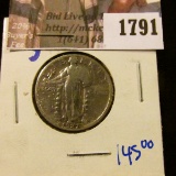 1791 . Key Date 1927-S Standing Liberty Quarter.  This Coin Books F