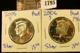 1795 . 2005-S and 2006-S Silver Proof Kennedy Half Dollars