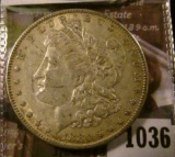 1036 . 1880-O micro O Morgan Silver Dollar, AU, value $48