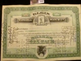 1819 . July 30th, 1927 Stock Certificate for 20 Shares 