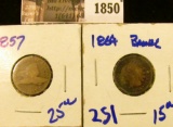 1850 . 1857 Flying Eagle Penny and 1864 Indian Head Penny