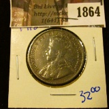 1864 . Canada 1918 Silver Half Dollar With King George Of England O