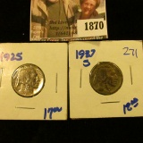 1870 . 1925 and 1937-S Buffalo Nickels