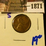 1871 . 1912-S Semi Key Date Wheat Cent