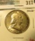 1954 Franklin Half Dollar, BU MS63+ toned, value $20