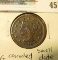 1846 U.S. Large Cent, VG, small date, corroded.
