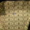 UNCUT SHEET OF 32 TWO DOLLAR BILLS SERIES 1995