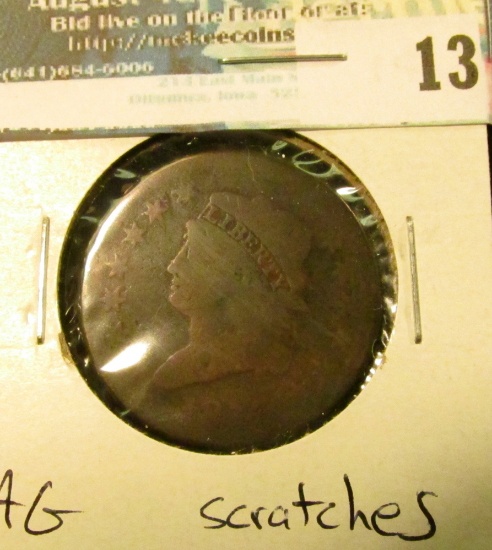 1813 U.S. Large Cent, AG, scratches.