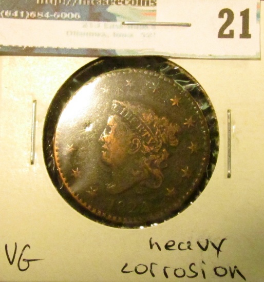 1822 U.S. Large Cent, VG, heavy corrosion.