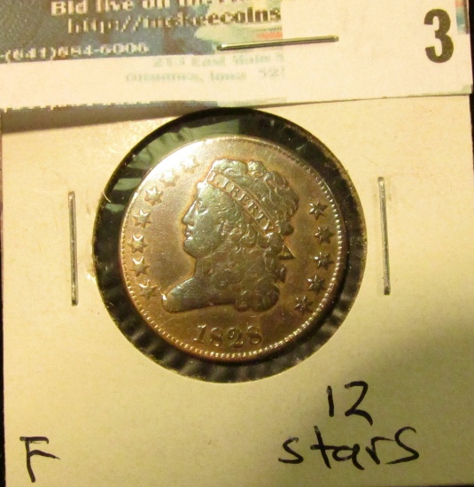 1828 U.S. Half Cent, Fine, 12 stars.