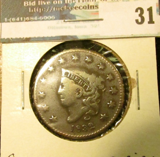 1832 U.S. Large Cent, Good, corrosion.