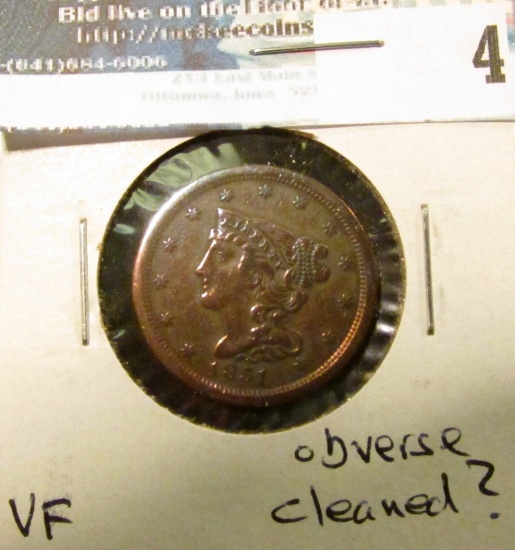 1851 U.S. Half Cent, VF, obverse cleaned?