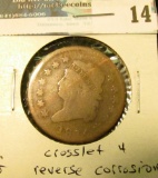 1814 U.S. Large Cent, G, crosslet 4, corrosion.