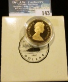 1987 Royal Canadian Mint Proof Loon One Dollar Coin.