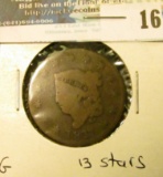 1817 U.S. Large Cent, G, 13 stars.