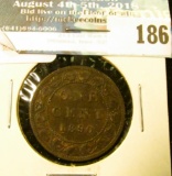 1890H Canada Large Cent. Mostly brown AU.