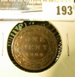 1900H Canada Large Cent. Mostly brown AU.