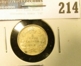1919 Canada Five Cent Silver. Original AU.