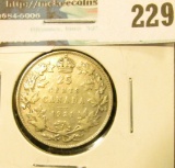 1921 Canada Silver Quarter. VG.