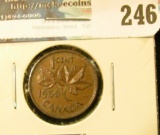 1955 No Shoulder Fold Canada Cent, Scarce, VF. Book $165.00.