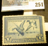 1934 RW1 Federal Migratory Bird Hunting and Conservation $1.00 Stamp. Mint, unsigned, with no gum. U