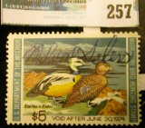 RW40 1973 Federal Migratory Bird Hunting and Conservation Stamp, signed, no gum.