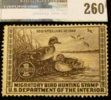 RW6 1939 Federal Migratory Bird Hunting and Conservation Stamp, not signed, no gum.