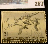 RW12 1944 Federal Migratory Bird Hunting and Conservation Stamp, signed, no gum.