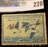 RW15 1948 Federal Migratory Bird Hunting and Conservation Stamp, signed, no gum.
