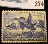 RW19 1952 Federal Migratory Bird Hunting and Conservation Stamp, signed, no gum.