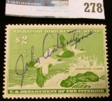 RW24 1957 Federal Migratory Bird Hunting and Conservation Stamp, signed, no gum.