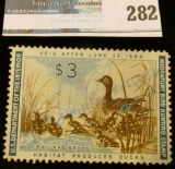 RW28 1961 Federal Migratory Bird Hunting and Conservation Stamp, not signed, no gum.